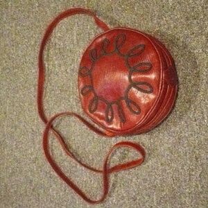 Bloomingdale's Burgundy and Black Faux Leather Crossbody Bag